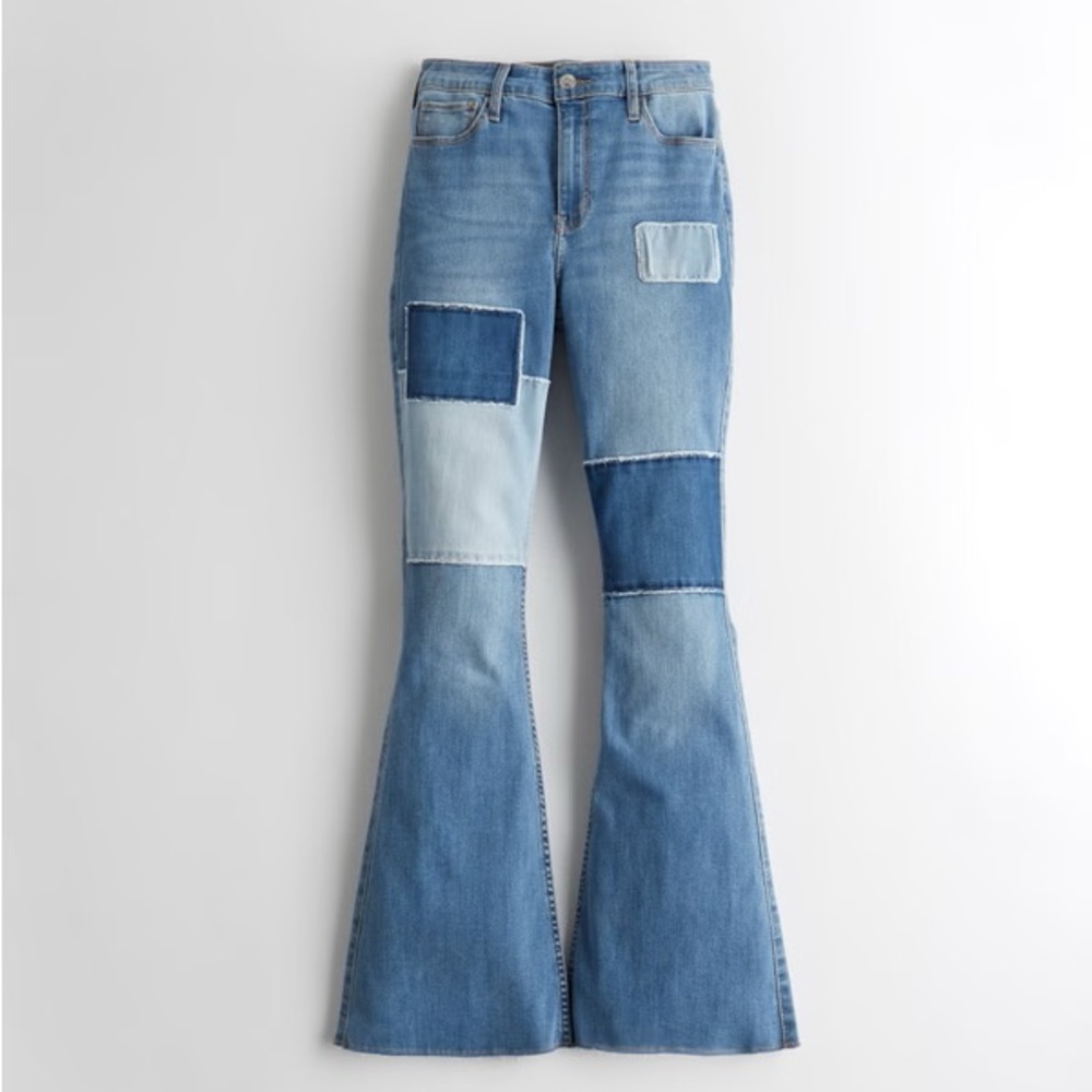 Hollister High Rise Patchwork Flare Jeans - US 24